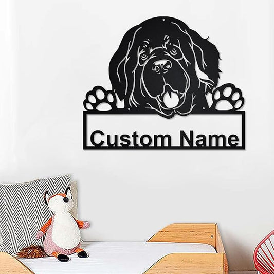 Personalized Newfoundland Dog Address Plaque Sign, Metal Welcome Signs, Custom House Number, Dog Kennel Sign, Outdoor Wall Art Decor, Porch and Patio Hanging Decorations, Pet Lover Gifts