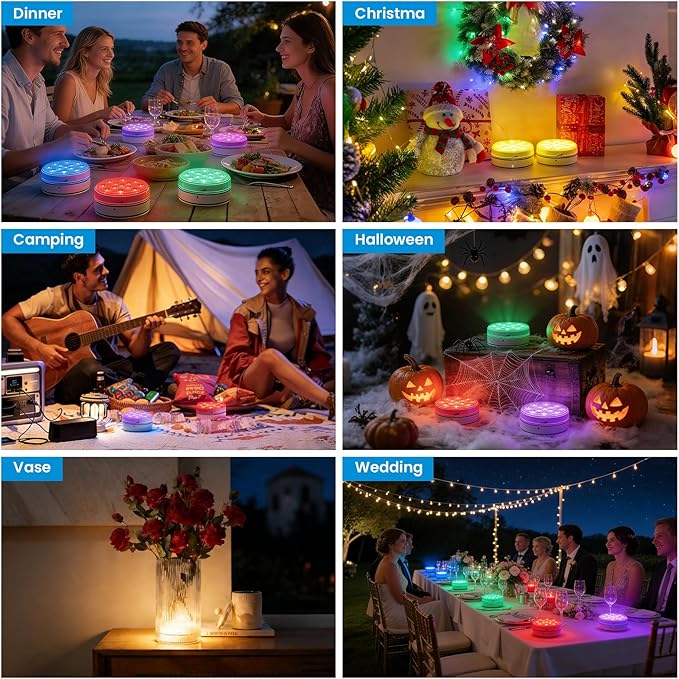 LOFTEK Submersible LED Lights with Remote, 13 LED Pool Lights for Inground Above Ground Pool, IP68 Waterproof 16 Color Changing Underwater Light for Ponds, Hot Tub, Bath, Battery Operated (4 Packs)