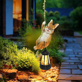 Easter Yard Décor, Solar Hanging Bunny Rabbit Statue, Outdoor Resin Animal Figurine with LED Lights for Garden, Fence, Porch, Patio, Yard Decor, Dusk to Dawn Auto On/Off