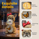 Solar Garden Dog Statue, French Bulldog Garden Statue with LED Bubble and Butterfly, Detachable Outdoor Decorative Stake, Waterproof Yard Decor for Patio, Lawn, Porch, Holiday and Birthday Gifts