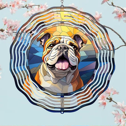 Bulldog Wind Spinners Outdoor Dog Memorial Gifts, 3D Metal Kinetic Hanging Garden Wind Spinner, Spinner Decor, Wind Sculptures for Outdoor & Indoor, Window, Yard Decor (Bulldog 3)