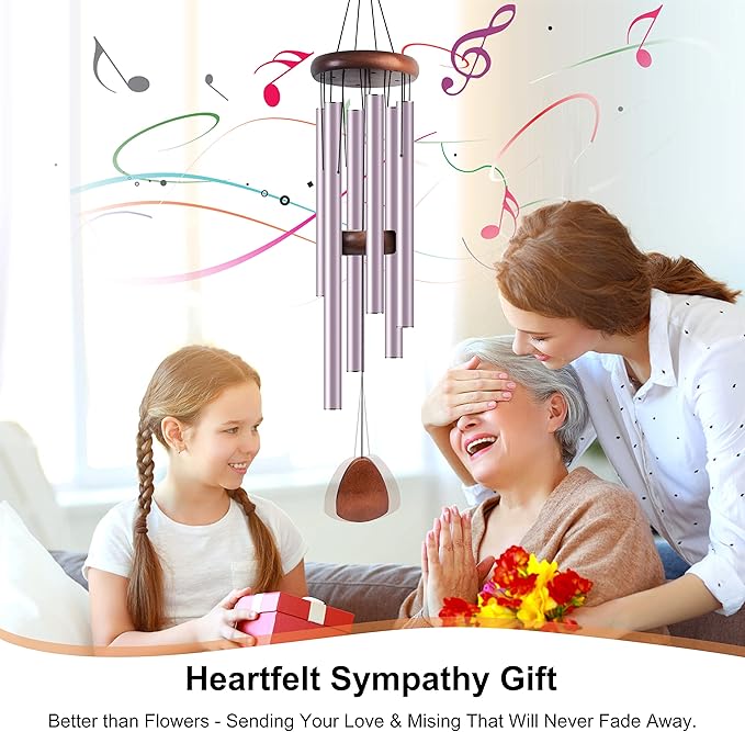 Bursvik Large Aluminium Wind Chimes 37 Inches to Create a Zen Atmosphere Suitable for Outdoor, Garden, Patio Decoration. Classic Wind Chimes with Wind Catcher Suitable as A Gift for Unisex(Purple)