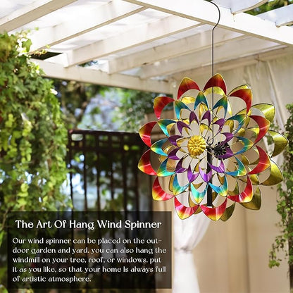 Pure Echo Wind Spinners Outdoor for Yard and Garden Large, Metal Wind Spinners & Wind Sculptures 84 inch, Birthday Gift for Women Family Garden Decor(Colorful)