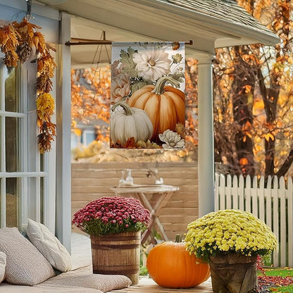 Garden Flags, Garden Flag, Stained Glass Style Pumpkin Maple Leaf Double-Sided Flags for Farmhouse Yard Outdoor Decoration-12 x 18inch (Pumpki7)