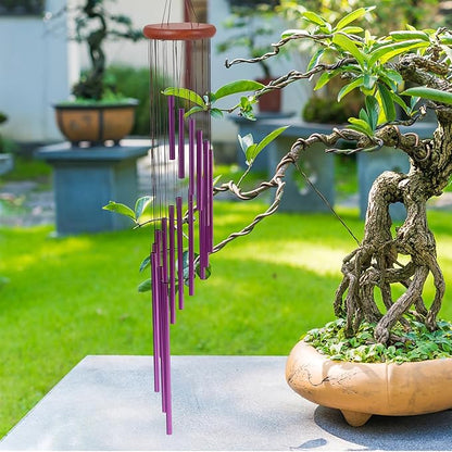 INOOMP Vintage Metal Wind Chimes for Outdoor Garden and Patio, Purple Rotating Windbell Decoration with Musical Tone for Porch and Yard Hanging Decor
