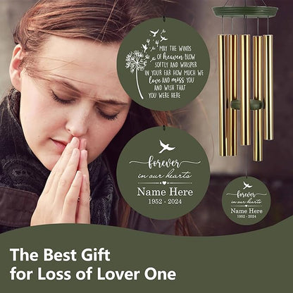 Personalized 30/36 inch Wind Chimes Memorial, Deep Tone Memorial Wind Chimes for Loss of Loved One/Mom/Dad, Sympathy Gifts for Bereavement(Produced in USA)