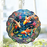 Koi Fish Wind Spinner, Koi Fish Stained Glass Wind Spinner, Wind Sculpture Koi Fish Wind Spinners for Garden Patio Yard Decor