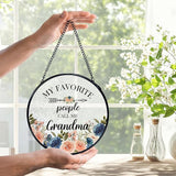 Grandma Gifts Suncatchers Stained Glass Window Hanging, Grandmother Gifts for Mother's Day, My Favorite People Call Me Grandma Sun Catchers Indoor Window, 7.9x7.9in