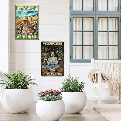 3 PCS Garden Gifts Women-Funny Metal Garden Signs Decor for Outside,Patio,Backyard,GardenersGardeners,and Plant Lovers,Mothers Grandmas and Housewarming 8x12inch