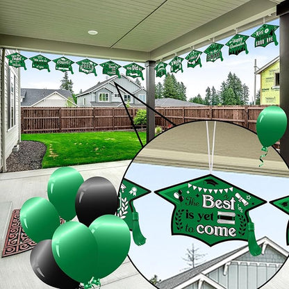 Chunful 12 Pack Graduation Yard Signs Grad Decoration 2026 Happy Graduate Lawn Garden Sign with Stake Congrats Outdoor Plastic Cap Hanging Ornament for Class Pathway Walkway Porch Party(Green)