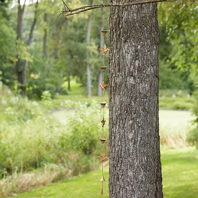 Melrose Modern Home Decorative Hummingbird Rain Chain 69" L Iron