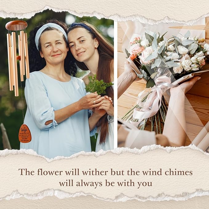 Leebbsin Gifts for Gigi, Gigi Wind Chime, Mother's Day Best Gifts for Gigi, Birthday Gift from Grandchildren, Gift Ideas for Mothers Day, Thanksgiving, Christmas-Large 36''