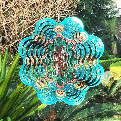 FONMY Stainless Steel Wind Spinner-3D Indoor Outdoor Garden Decoration Crafts Ornaments 6Inch Multi Color Mandala Flower Wind Spinners