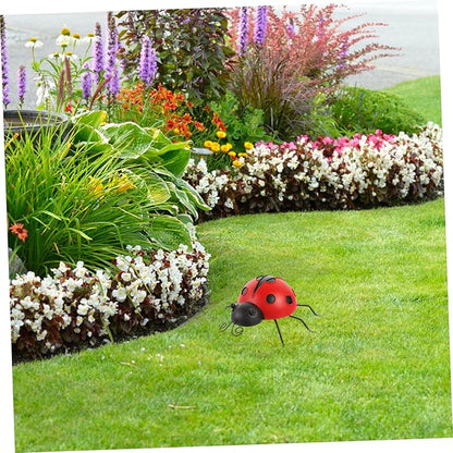 LIOOBO 3pcs Ladybug Garden Statues Iron Ladybug Ornaments for Outdoor Decor Garden Sculptures Statues