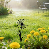 GLOBLELAND 3pcs Dandelion Mental Garden Stakes Black Silhouette Flower Decorative Yard Stakes Spring Trees Metal Outdoor Art Decor for Yard Patio Lawn Walkway Ornament