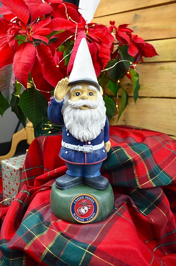 Red Carpet Studios Officially Licensed Military Garden Gnome, 13.25" Tall, United States Marines