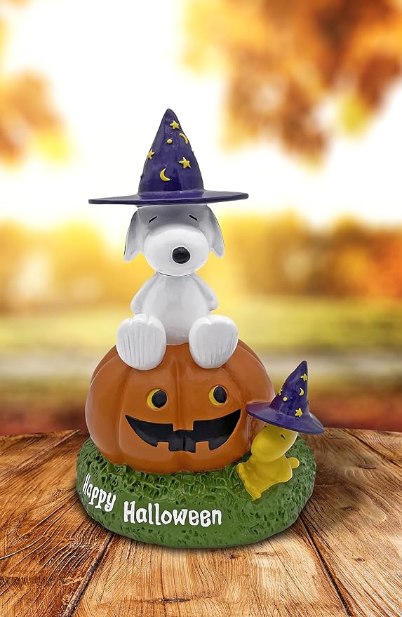 Peanuts® Snoopy and Woodstock on Jack-o-Lantern 8" Garden Statue