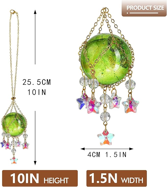 Crystal Suncatcher with 40mm Decorative Ball Window Hanging Ornament for Wall Meditation Space(Green)