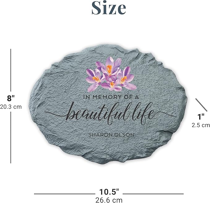 Let's Make Memories Personalized Memorial Garden Stone - Beautiful Life - Sympathy - Condolences