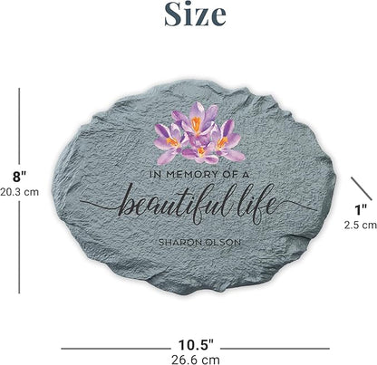 Let's Make Memories Personalized Memorial Garden Stone - Beautiful Life - Sympathy - Condolences