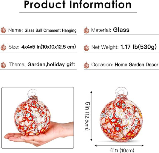Hand Blown Glass Witch Ball,Glass Ornament Hanging Garden Gazing Ball Indoor Outdoor Home Décor. (4)
