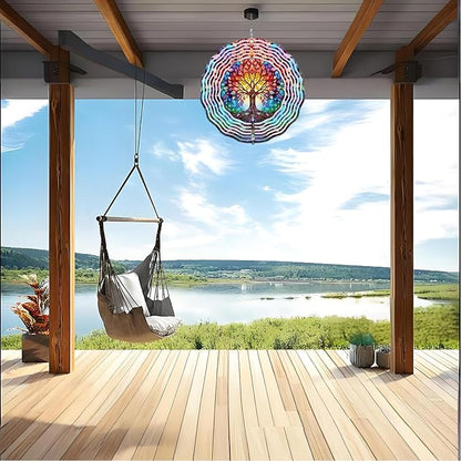 Wind Spinner, 3D Hanging Wind Spinner Ornament, Gifts for Women Mom Grandma, 12inch Metal Wind Kinetic Sculpture for Outdoor&Indoor Decor, Yard Art, Garden Decoration (New-Tree of Life)