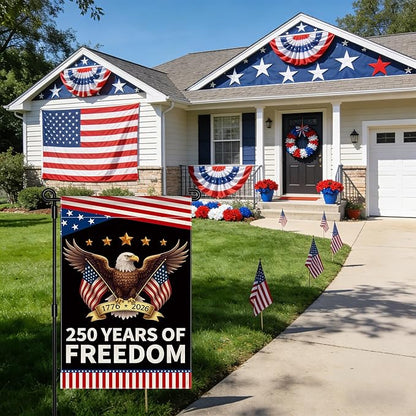 250th Anniversary America Garden Flag, 250 Anniversary USA Flag Patriotic Banner 250 Years of Freedom Yard Sign Eagle Design 4th of July Double-Sided Waterproof 1776-2026 Commemorative Flag 12x18 Inch