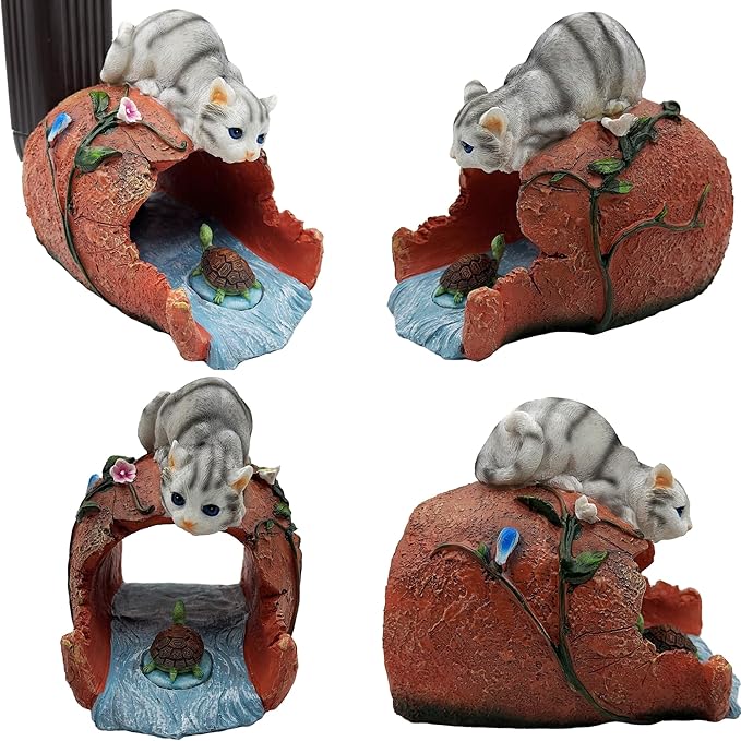Cat Gutter Downspout Extender Statue, Funny Garden Statue Ornament, Decor Downspout Diverter, Perfect Rain Diverter for 3"x4" Downspouts, Eco-Friendly Resin, Ideal Outdoor Decor Gift