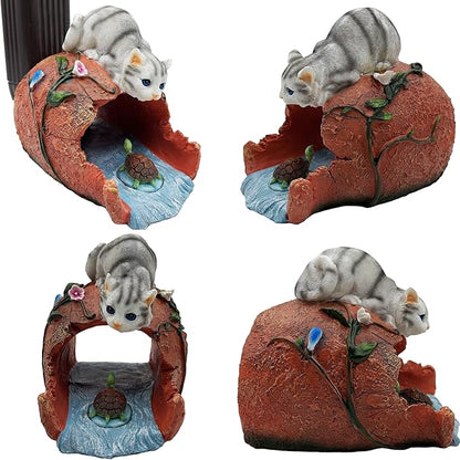 Cat Gutter Downspout Extender Statue, Funny Garden Statue Ornament, Decor Downspout Diverter, Perfect Rain Diverter for 3"x4" Downspouts, Eco-Friendly Resin, Ideal Outdoor Decor Gift