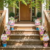 Rngmsi Mothers Day Plant Stakes Flower Pots Signs, 6PCS Happy Mother's Day Metal Garden Stakes Decorative Outdoor, Thank You Mom Yard Decor for Home Lawn Party Supplies