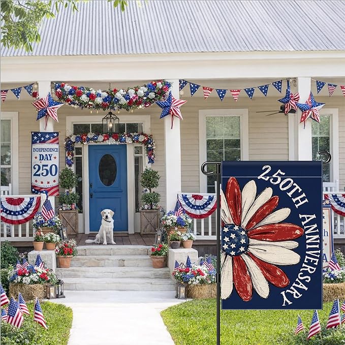 250th Anniversary America Garden Flag, 250 Anniversary USA Flag Patriotic Banner 250 Years of Freedom Yard Sign 4th of July Double-Sided Waterproof 1776-2026 Commemorative Flag 12x18 Inch
