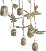 Napco Dragonfly Leaf Green 34 x 14 inch Metal Decorative Garden Bell Wind Chimes