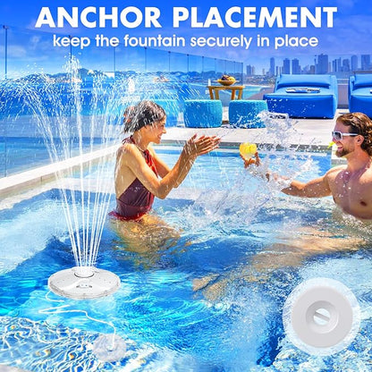 ChlorStar Pool Fountain with Remote,Floating Pool Fountain with Lights Show,Above Ground Pool Water Fountains Pump with Anchor, Floating Swimming Pool Fountains for Inground Pool,Pond -1PC(White)
