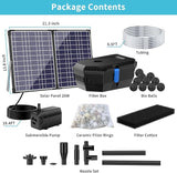 NFESOLAR Solar Pond Filter Fountain, 30W Solar Pond Pump with Pond Filter, 16.4 Ft Cord, 6.6 Ft Tubing for Outdoor Pond 200-600 Gallons, Garden Waterscape N3223
