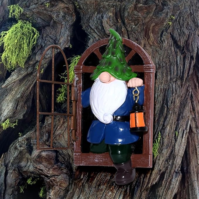 vomiceak Whimsical Fairy Garden Gnome Statue, Tree Faces Decor Outdoor -5.9 Inch, Funny Garden Tree Decoration,Ideal Patio Yard Lawn Porch Decoration
