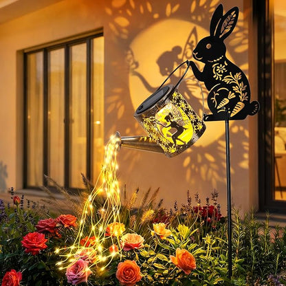 LOVERUIS Garden Statues Bunny with Solar Watering Can Lights, Cute Outdoor Bunny Figurines Garden Decor for Patio Yard Lawn Ornaments, Unique Gift for Women Mom Grandma