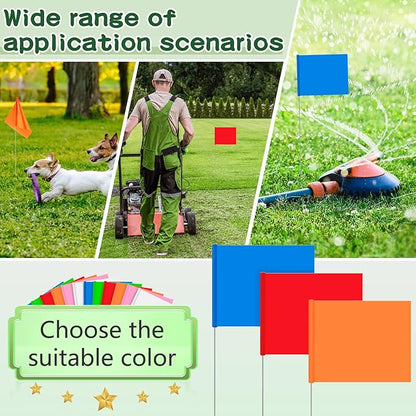 Amylove 300 Pcs Marking Flags 15 x 4 x 5 Inch Marker Flags for Lawn Yard Survey for Lawn Irrigation Landscape Fence Sprinkler Pet Training (Fresh Color)