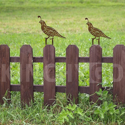 5 Pack Rusty Quail Family Decorative Garden Stakes Metal Birds Statues for Yard Decor Lawn Ornaments