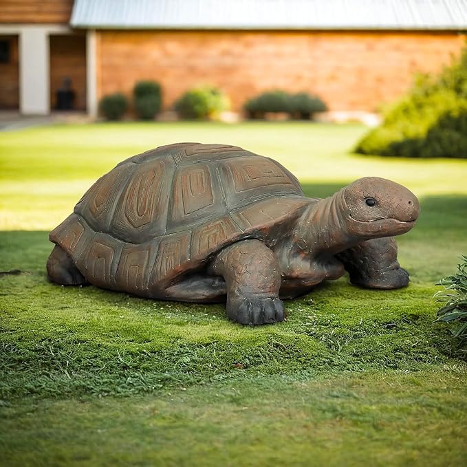 Concrete Garden Tortoise Statues - 34.2" Tortoise Statue Home Decor, Yard Outdoor Statue for Home and Garden Decor, Brown