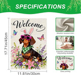 IVN Spring Dachshund Garden Flag 12x18 Welcome Dog Bunny Ears Heart Sunglasses Floral Wildflowers Spring Butterflies Watercolor Double Sided Burlap Yard House Flag Seasonal Outdoor Decoration for Outside Home Front Door Lawn Porch Patio Welcome Summer ...