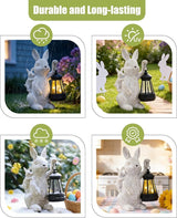 Rabbitcat Solar Bunny Garden Decor Statues: Outdoor Rabbit Decoration with Lights for Outside Yard Lawn Patio Balcony Ornament - Unique Gifts for Mom Grandma Women