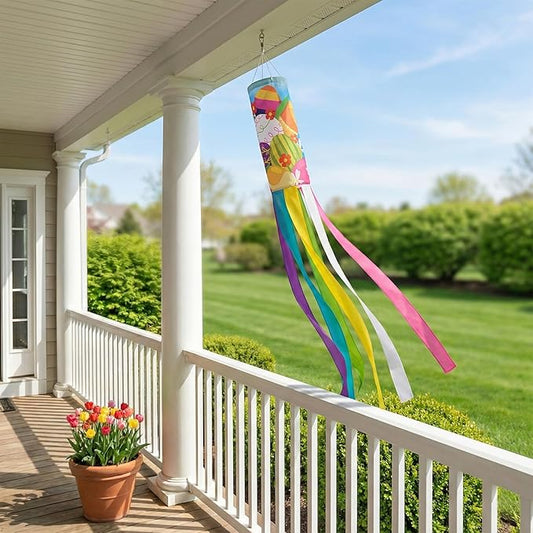Madrona Brands Spring Easter Eggs Windsock for Outside 60-Inch | Durable Outdoor Decorative Hanging Wind Sock Flag | Yard, Garden, Patio
