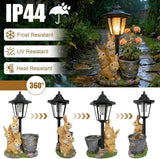 Outdoor Rabbit Garden Statues with Solar Lantern Flowerpot- Bunny Figurine Rabbit Decor for Home Lawn,Balcony Yard Art Garden Patio Decor,Unique Housewarming Birthday Gifts for Women Mom