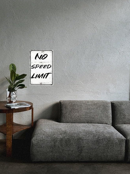 No Speed Limit Metal Sign – Rustic Tin Wall Decor for Boys’ Room, Car Enthusiasts, and Roadside Themes – 8 x 12 Inch