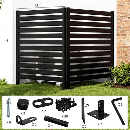 38" W x 48" H Outdoor Privacy Fence Panels, Wrought Iron Privacy Screen for Backyard & Patio - Also as Air Conditioner Cover, Pool Equipment & Trash Can Enclosure