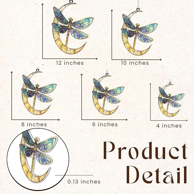 Dragonfly Acrylic Suncatcher Dragon Fly Stained Glass Effect Window Hanging Dragonflies Sun Catcher Bohemian Garden Decor Valentines Day Decoration Gifts for Girlfriend Wife Women Teacher
