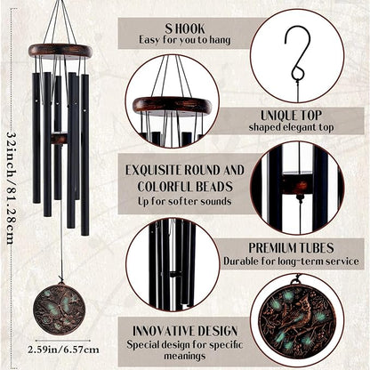 Butterfly Wind Chimes for Outside - Vintage Deep Tone Windchimes Indoor Outdoor Patio Garden Yard Porch Balcony Hanging Decoration Memorial Birthday Gifts for Women Mom Grandma Wife