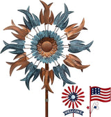 Wind Spinners Outdoor, 84" Large Metal Kinetic Wind Sculptures for Garden, Classic Yard Art with 2 Piece Welcome Flag Decoration