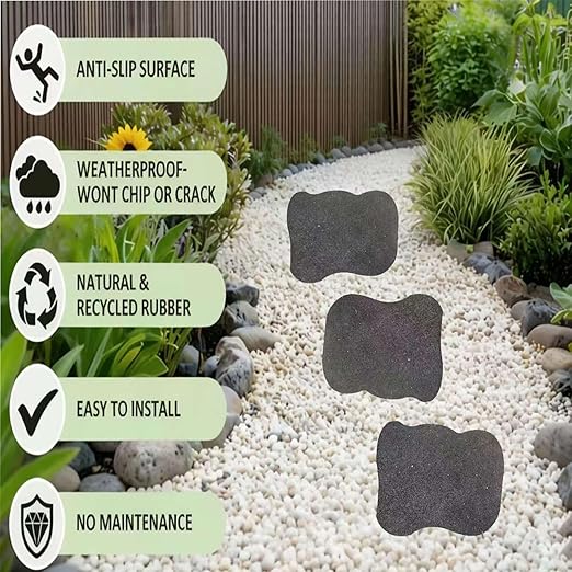3 Pcs Stake Down Stepping Stones Outdoor Outdoor Non Slip Garden Walkway Stones,for Yard Lawn Patio Pathway Recycled Rubber Stepping Stones