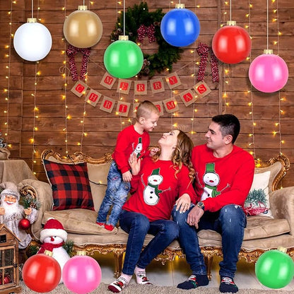 Flasoo 12 Pack Inflatable Christmas Ornaments for New Year Festive, Large Blow up Christmas Balls for Front Door Yard Tree Hanging Decoration (9 Inch)